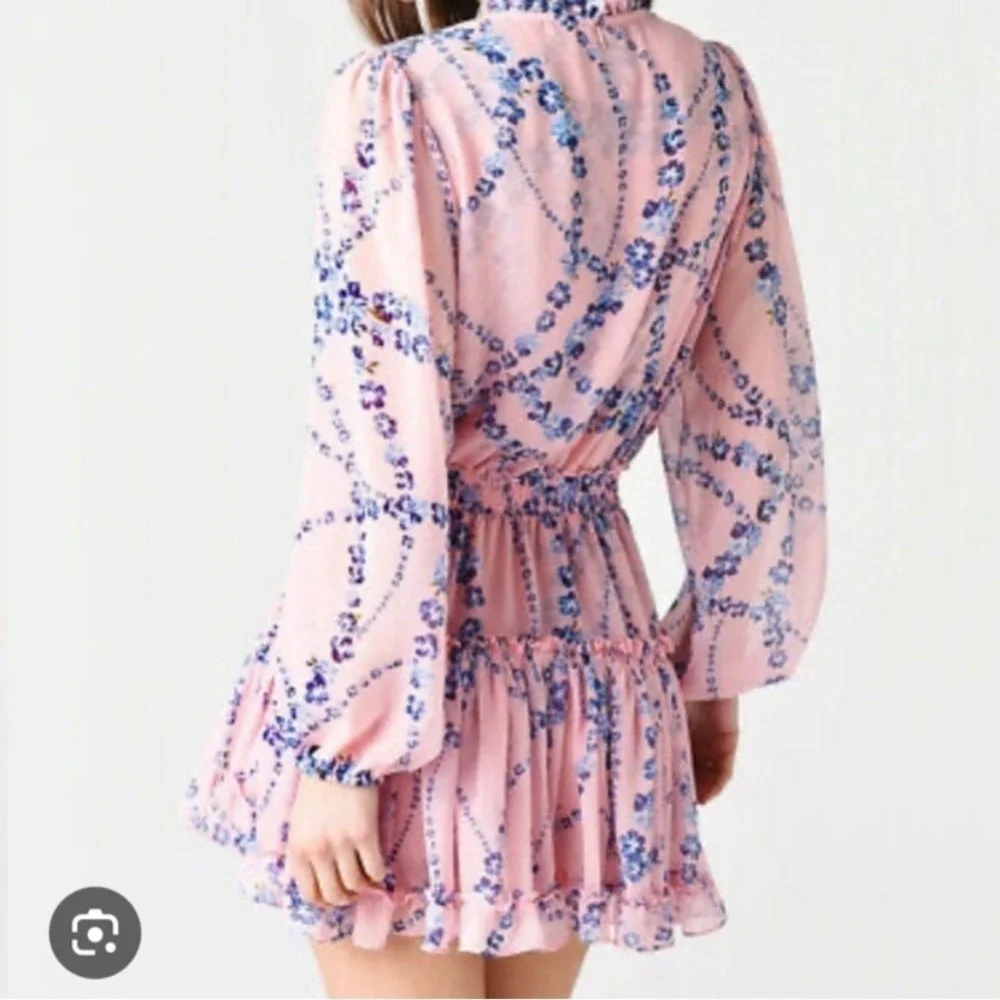 Misa Elle Kids Pink Blue Floral Long Sleeve Ruffle Tiered Dress Size 16‎